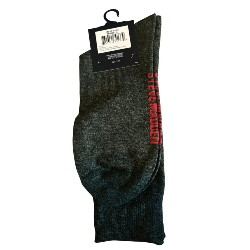 Steve Madden Socks Mens Size 10-13 Shoe Size 6-12.5 Green “Hustle” Cotton Blend‎
